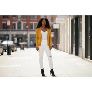LE3NO Women's Mustard Yellow Cardigan Sweater